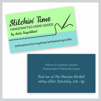 Sewing hand stitching needle thread business cards