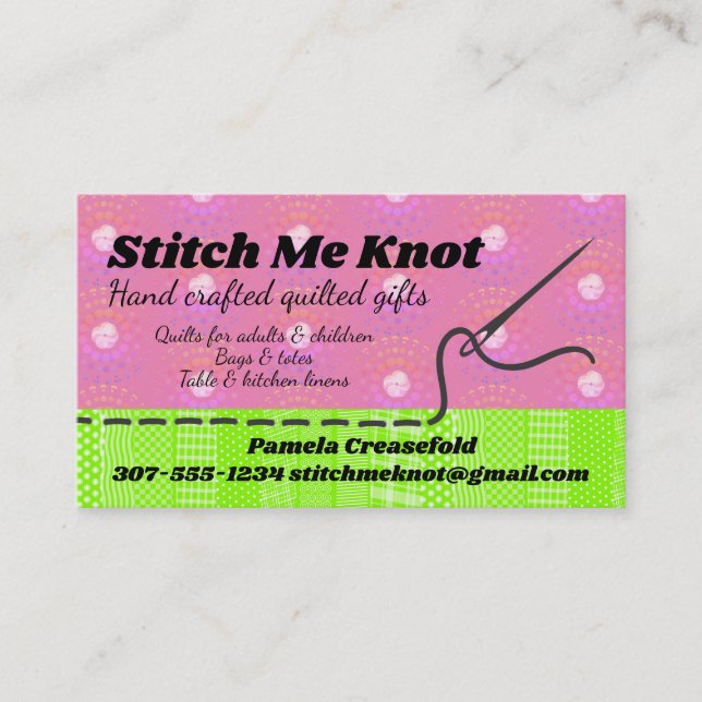 Sewing hand stitching needle thread quilting business card (Front)