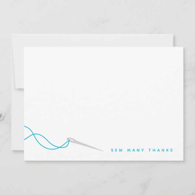 Sewing Illustrated Blue Grey Thank You Card (Front)