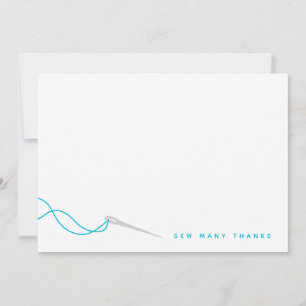 Sewing Illustrated Blue Grey Thank You Card
