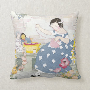 Sewing in a Garden of Foxglove & Poppies Cushion