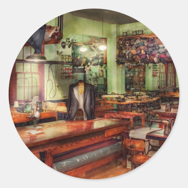 Sewing - Industrial - The sweat shop Classic Round Sticker (Front)