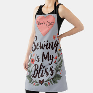 Sewing Is My Bliss Floral Typography Apron
