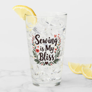 Sewing Is My Bliss Floral Typography Glass