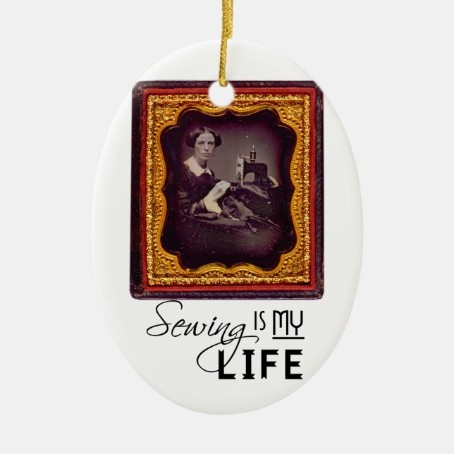 Sewing Is My Life Ceramic Tree Decoration (Front)