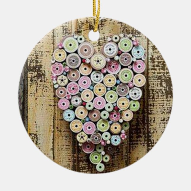 SEWING IS MY LOVE-ORNAMENT CERAMIC TREE DECORATION (Front)