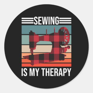 Sewing Is My Therapy Classic Round Sticker
