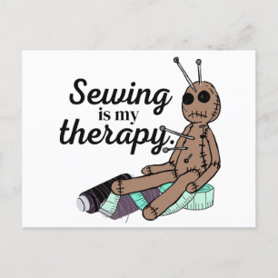 Sewing Is My Therapy! Voodoo Doll  Postcard