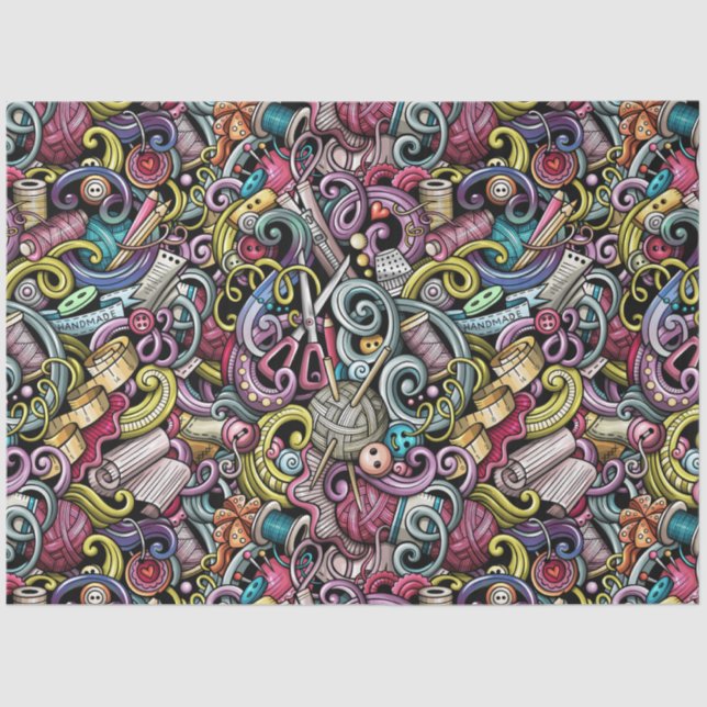 Sewing - Knitting Gift Wrap Tissue Tissue Paper (Front)