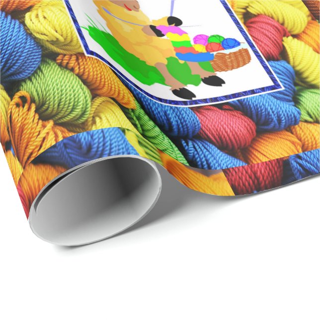 Sewing Knitting Sheep / Yarn Mothers Day Birthday Wrapping Paper (Roll Corner)