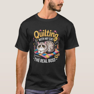 Sewing Lovers Quilting Cat Funny Quilting Sewing L T-Shirt