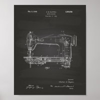 Sewing Machine 1946 Patent Art Chalkboard