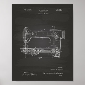 Sewing Machine 1946 Patent Art Chalkboard Poster