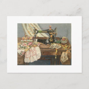 Sewing Machine and Dress Postcard