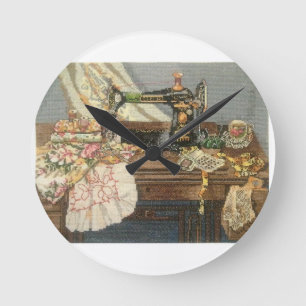 Sewing Machine and Dress Round Clock