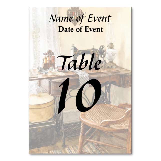Sewing Machine and Thread Carousel Table Number (Back)