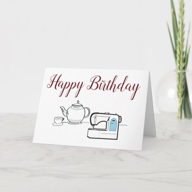 Sewing machine birthday card (Front)