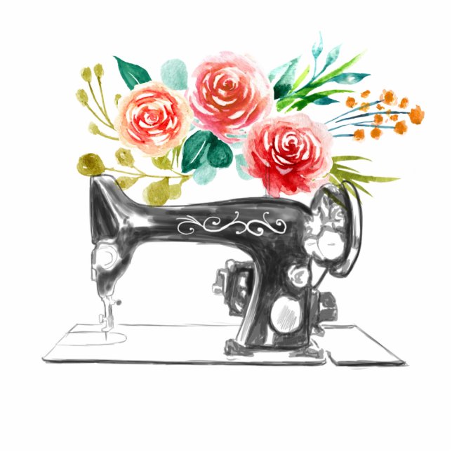 Sewing Machine Black Red Cutout Photo Sculpture (Front)