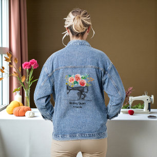Sewing Machine Black White Tailor Crafter Denim Jacket