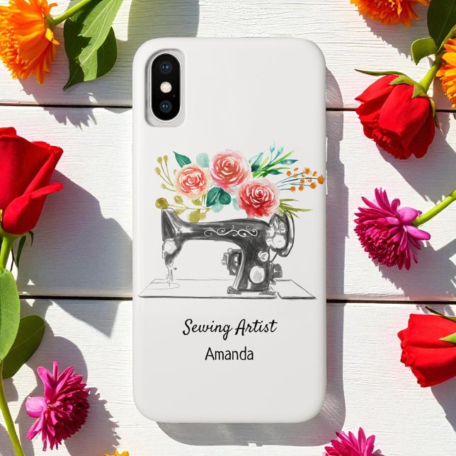 Sewing Machine Black White Tailor Quilter Case-Mate iPhone Case (Creator Uploaded)