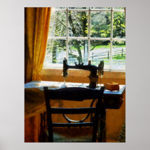 Sewing Machine By Window Poster