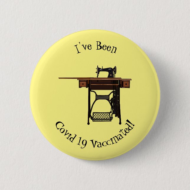 Sewing machine cartoon illustration 6 cm round badge (Front)