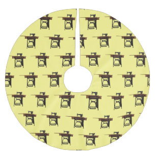 Sewing machine cartoon illustration brushed polyester tree skirt