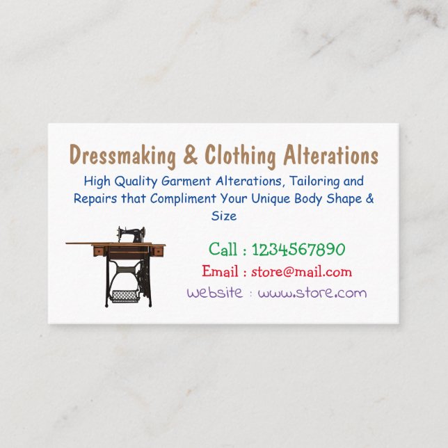 Sewing machine cartoon illustration business card (Front)