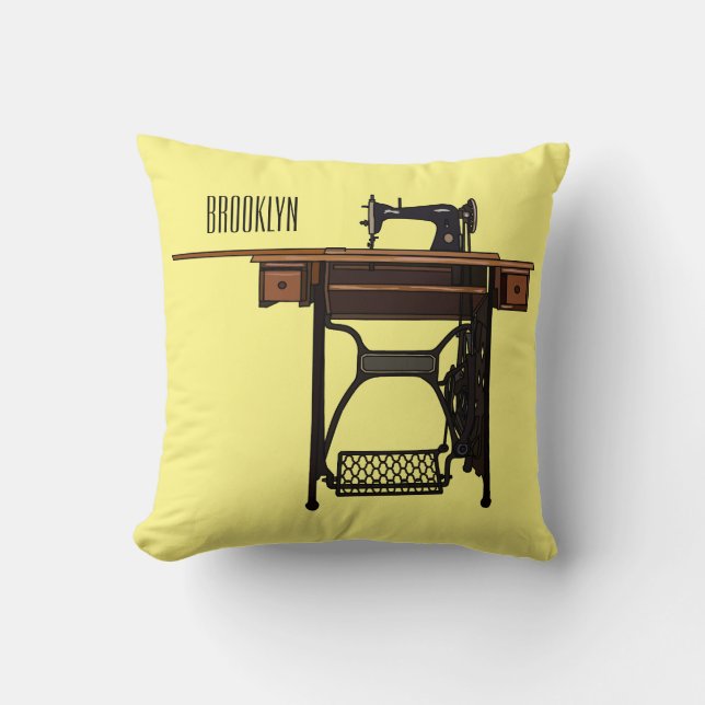 Sewing machine cartoon illustration  cushion (Front)