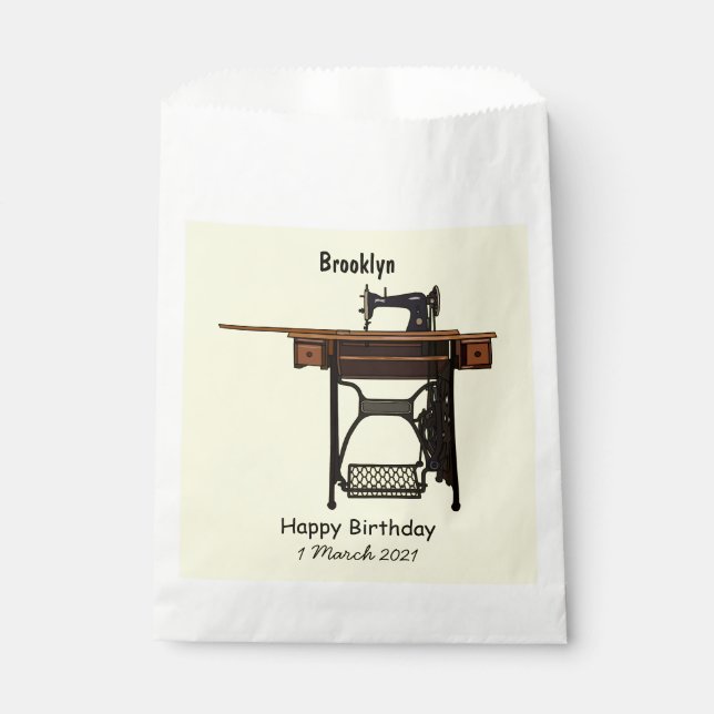 Sewing machine cartoon illustration favour bags (Front)