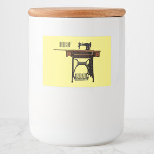 Sewing machine cartoon illustration food label