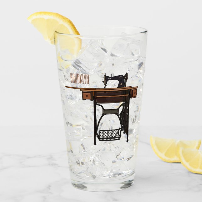Sewing machine cartoon illustration  glass (Front Ice)