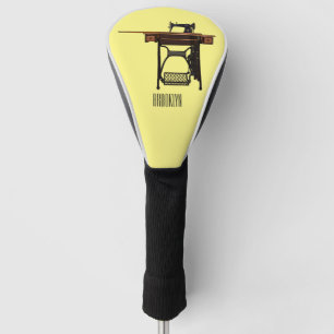 Sewing machine cartoon illustration golf head cover