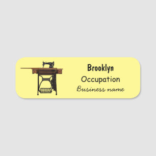 Sewing machine cartoon illustration name tag