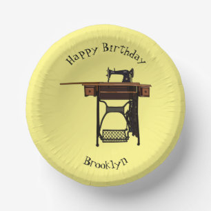 Sewing machine cartoon illustration paper plate
