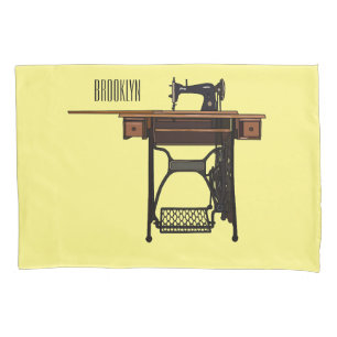 Sewing machine cartoon illustration  pillowcase
