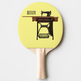 Sewing machine cartoon illustration ping pong paddle
