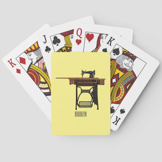 Sewing machine cartoon illustration  playing cards (Back)