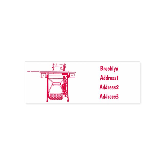 Sewing machine cartoon illustration self-inking stamp (Design)