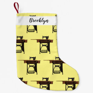 Sewing machine cartoon illustration small christmas stocking