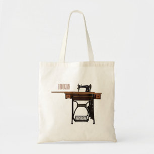 Sewing machine cartoon illustration  tote bag