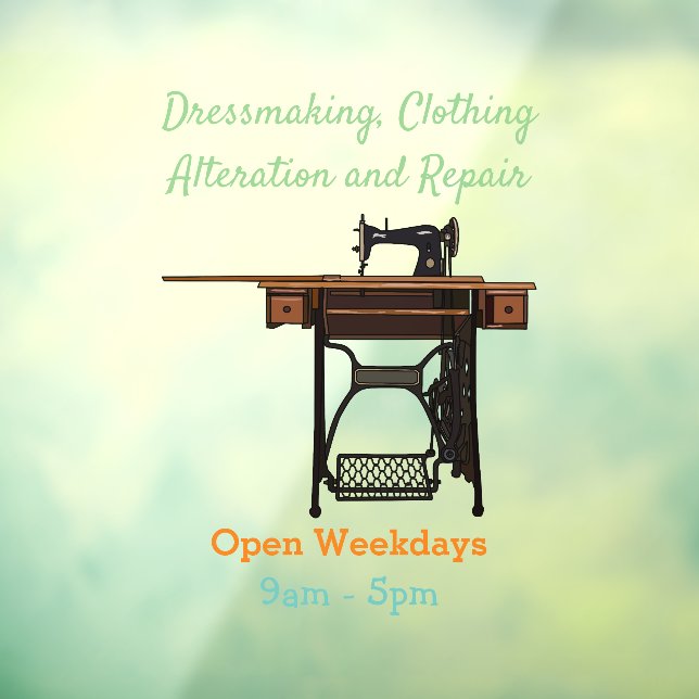 Sewing machine cartoon illustration window cling (Sheet 3)