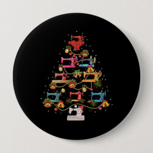 Sewing Machine Christmas Tree 10 Cm Round Badge