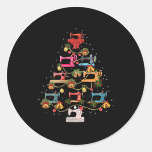 Sewing Machine Christmas Tree Classic Round Sticker
