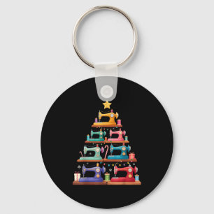 Sewing Machine Christmas Tree Lights Santa Hat Xma Key Ring
