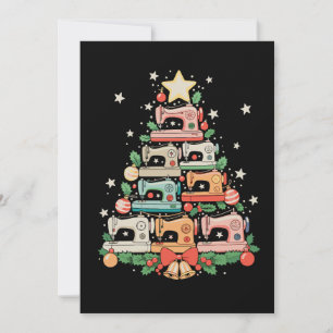Sewing Machine Christmas Tree Stitch Knit Sew Xmas Holiday Card