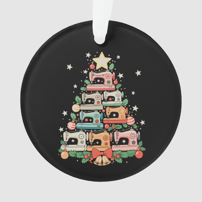 Sewing Machine Christmas Tree Stitch Knit Sew Xmas Ornament (Front)