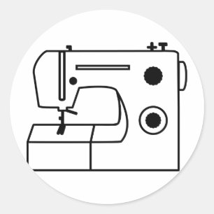 sewing machine classic round sticker
