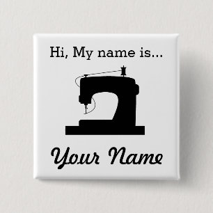 Sewing Machine Craft Party Name Tag 15 Cm Square Badge