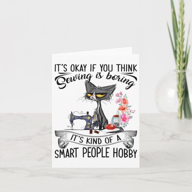 Sewing Machine Craft Quilting Sewer Cat Sewing  Card (Front)